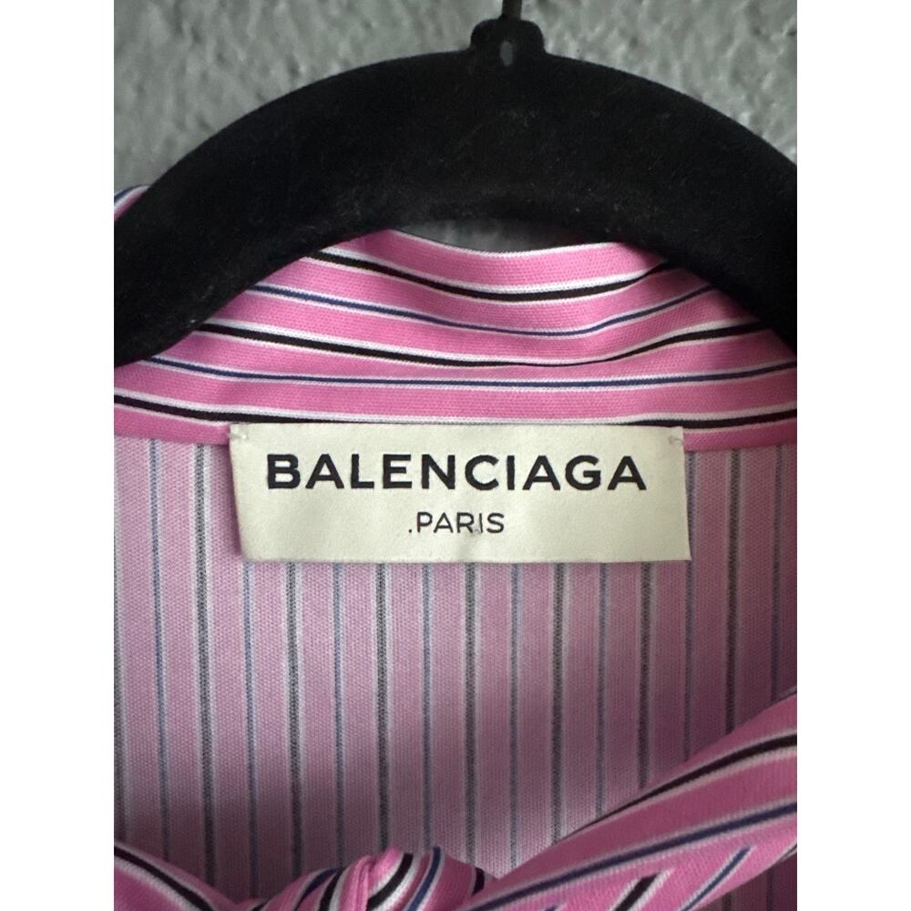 Balenciaga Paris Demna Gvasalia 2017 Runway Pinstripe Lavallière Top size 42 - Picture 3 of 7